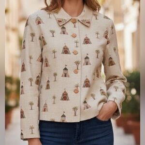 Vintage Whimsical Circus Beaded Sequined Button Up Jacket